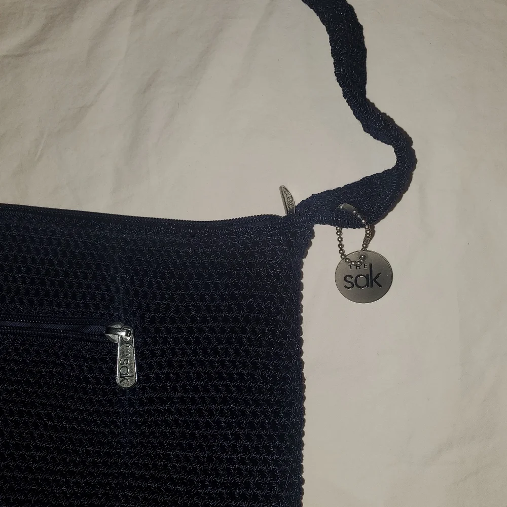 The Sak crochet Navy blue shoulder bag purse - Picture 3 of 7